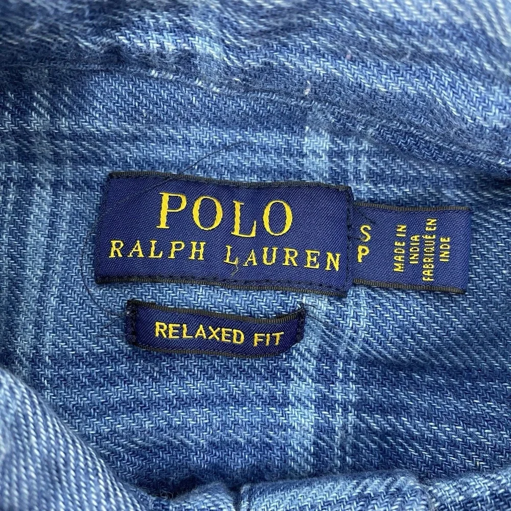 Polo Ralph Lauren Button Down Mens Small Blue Plaid Relaxed Twill Shirt